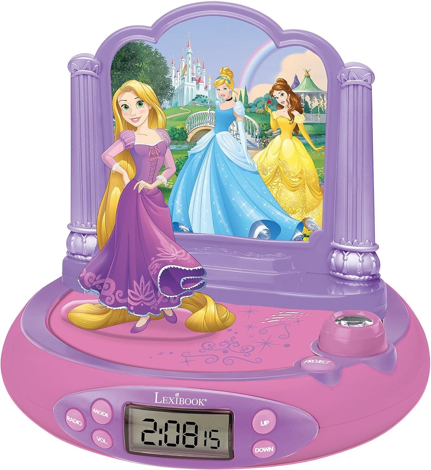 Kids Princess Projector Alarm Clock Night Light Ceiling Time Display