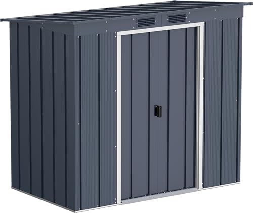 Metal Garden Storage Shed 6x4ft Pent Roof Waterproof Outdoor, Shed Anthracite