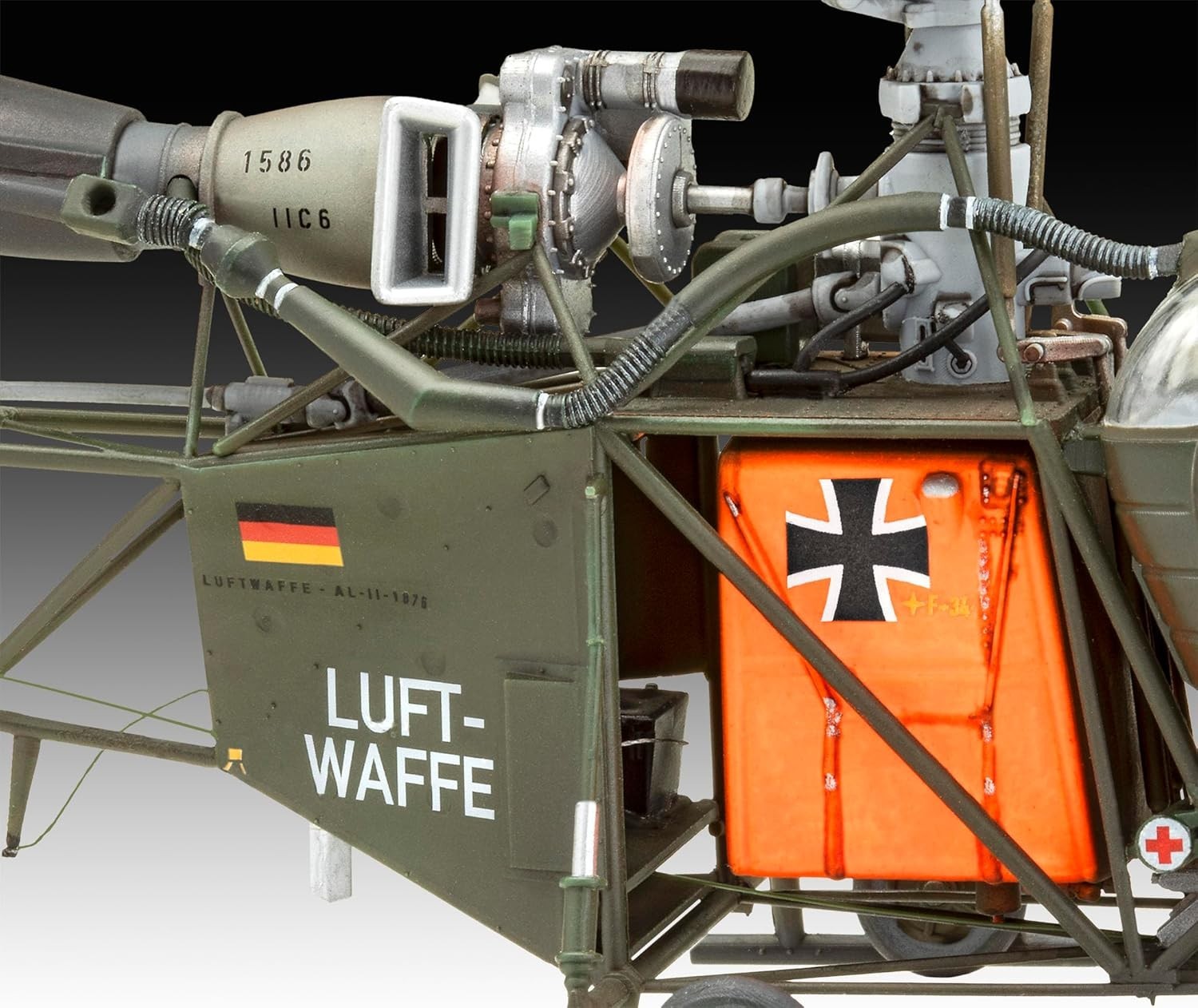 Unbuilt 1:32 Scale Alouette II Helicopter Model Kit - Detailed Gas Turbine Repli