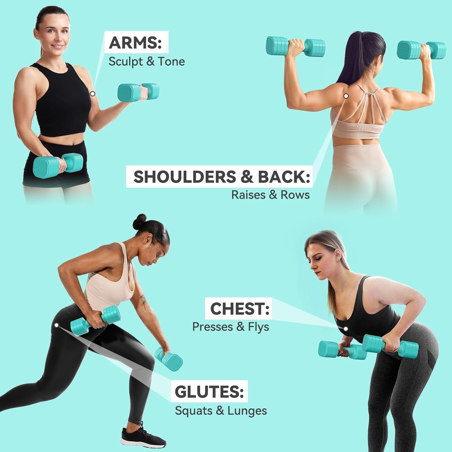 Adjustable Dumbbell Set for Women 2–5lb Pair Non-Slip 4-in-1 Home Gym