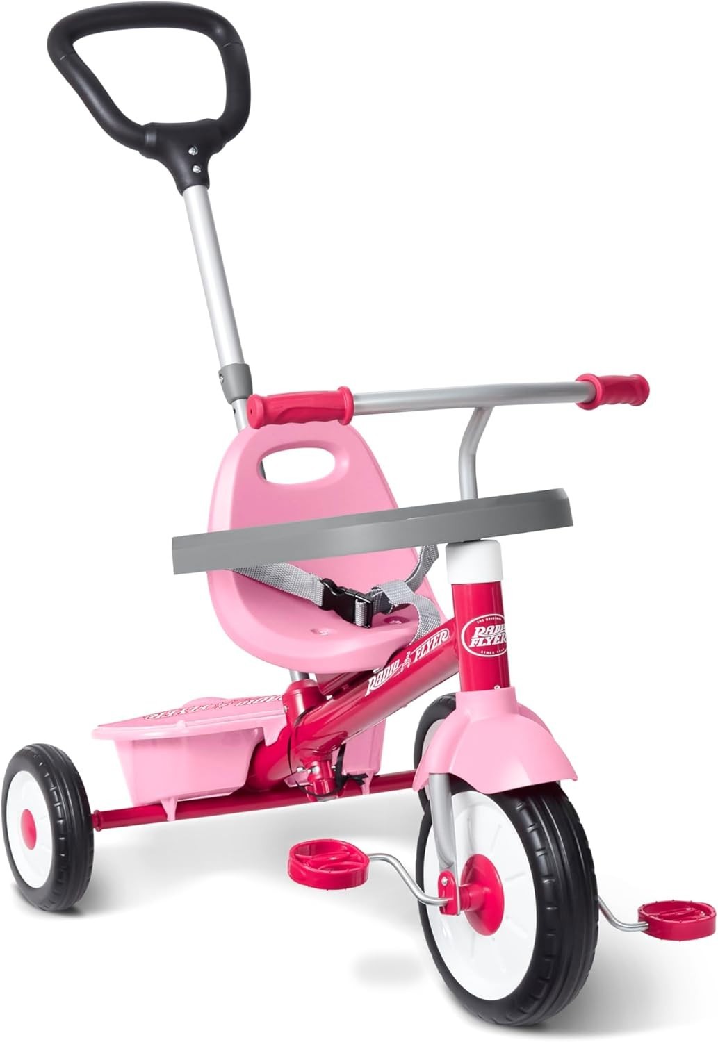 3 in 1 Toddler Tricycle Pink Kids Trike Adjustable Seat Storage 1.5-5Y