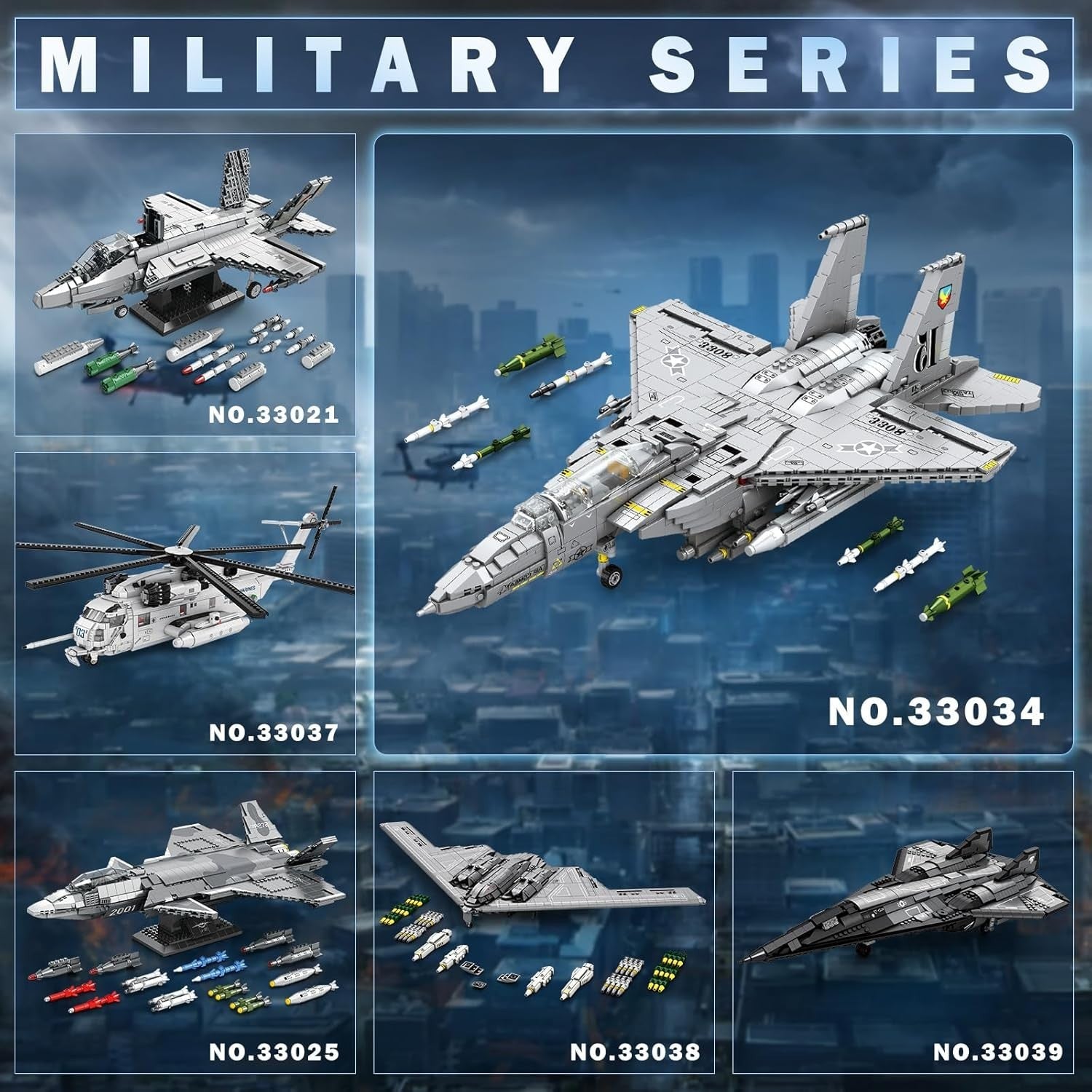 F-15E Fighter Jet Model Kit 2216pcs Military Plane Display Set Adults