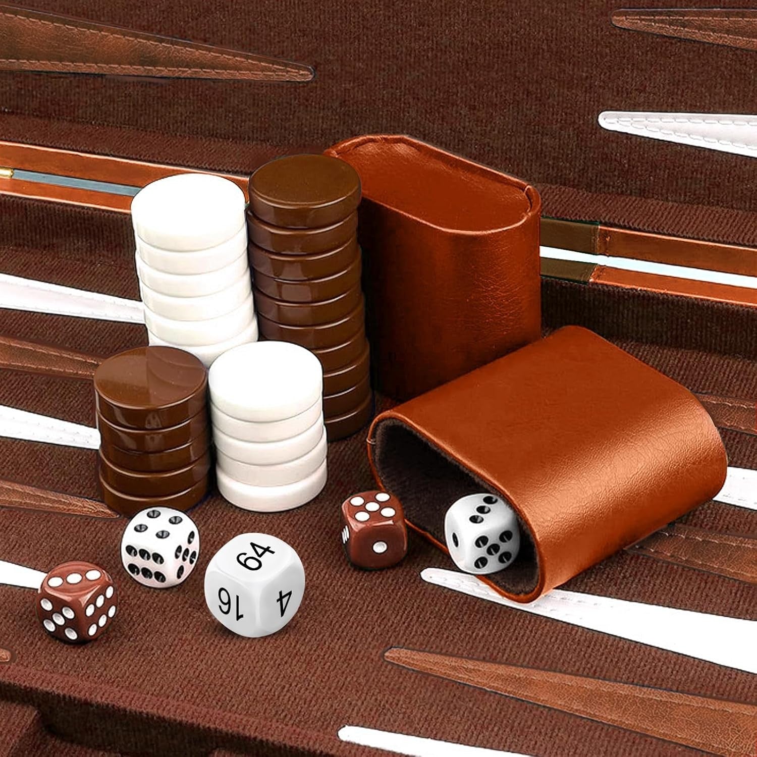 Luxury Backgammon Set 11” Portable Leather Case Classic Travel Board Game
