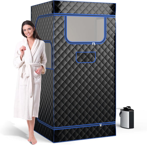 Portable Home Steam Sauna Tent w/ 3L Steamer – Full Body Detox Spa (Black)