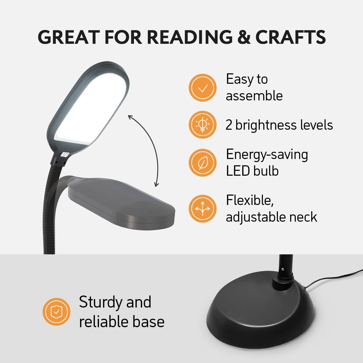 Natural Daylight LED Floor Lamp 12W Adjustable Brightness for Reading