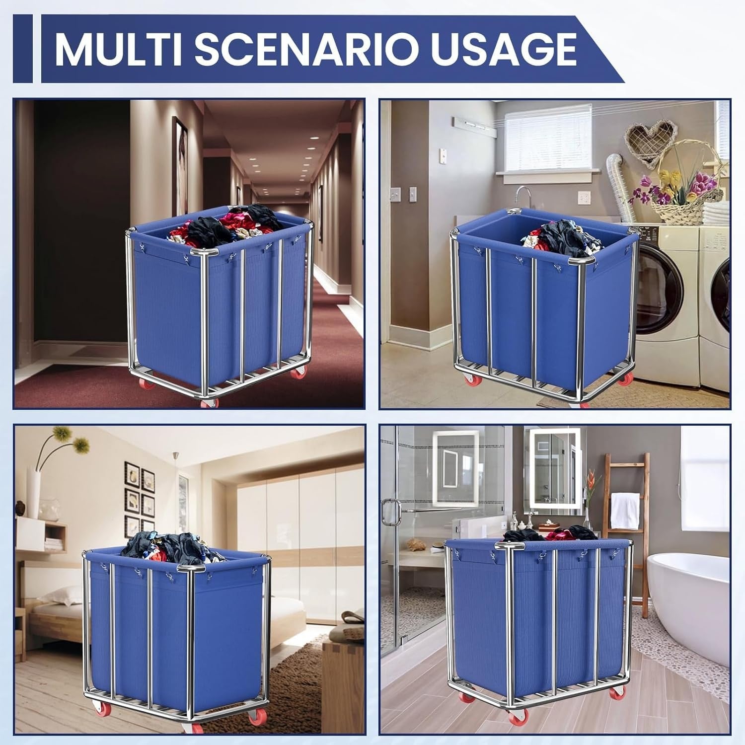 400L Heavy Duty Laundry Trolley on Wheels – Industrial Steel Cart 90×65×80cm