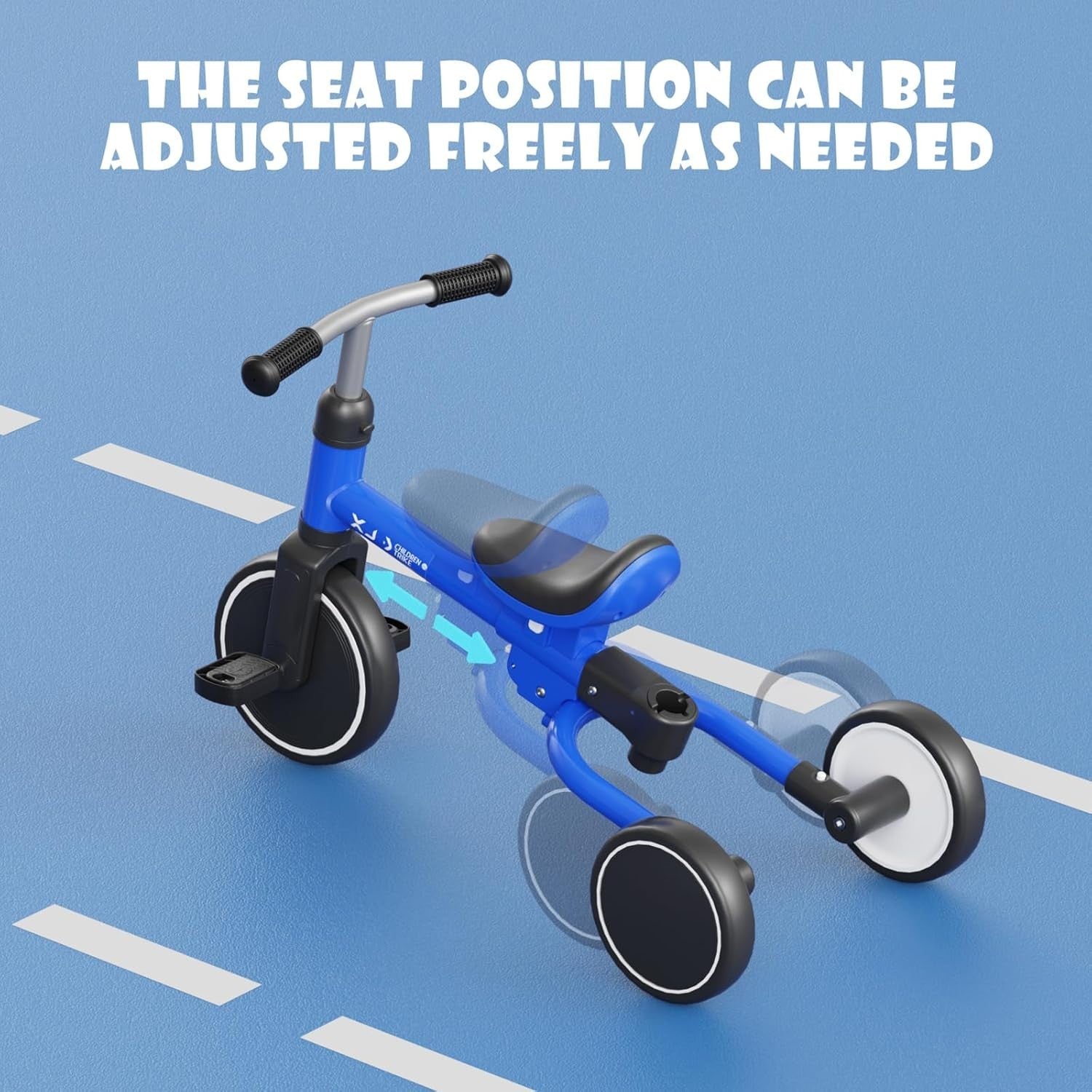5 in 1 Toddler Tricycle Balance Bike Adjustable Push Handle Blue 1-3Y