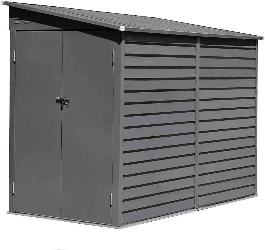 Large Outdoor Garden Shed Metal Storage L144xW270xH202cm Black