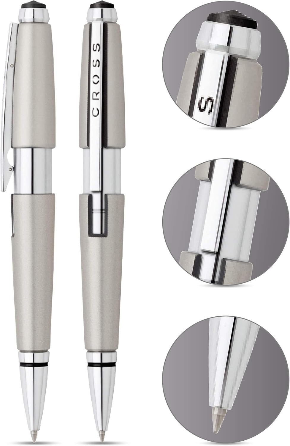 Luxury Titanium Grey Ballpoint Pen Model Edge Fine Point Gift Box