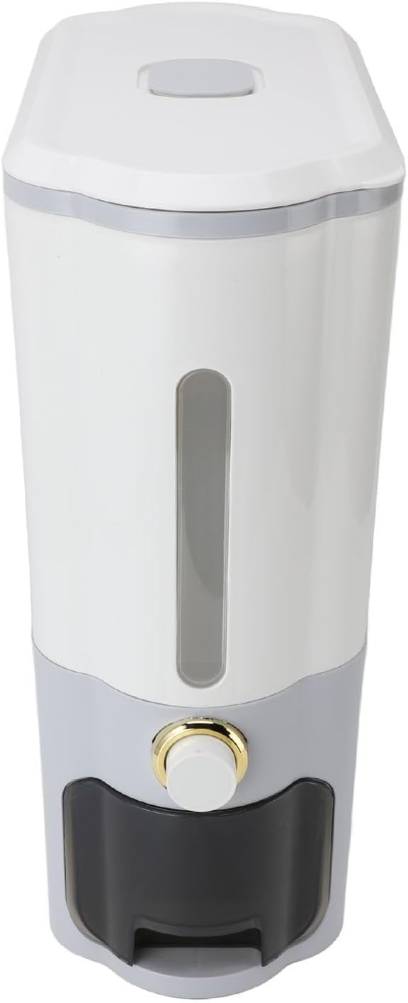10KG Press Rice Dispenser PP Sealed Slim Grain Storage Bin Gray
