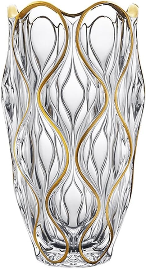 Gold Glass Vase Hand Painted Luxury Tall Flower Vase for Living Room Decor