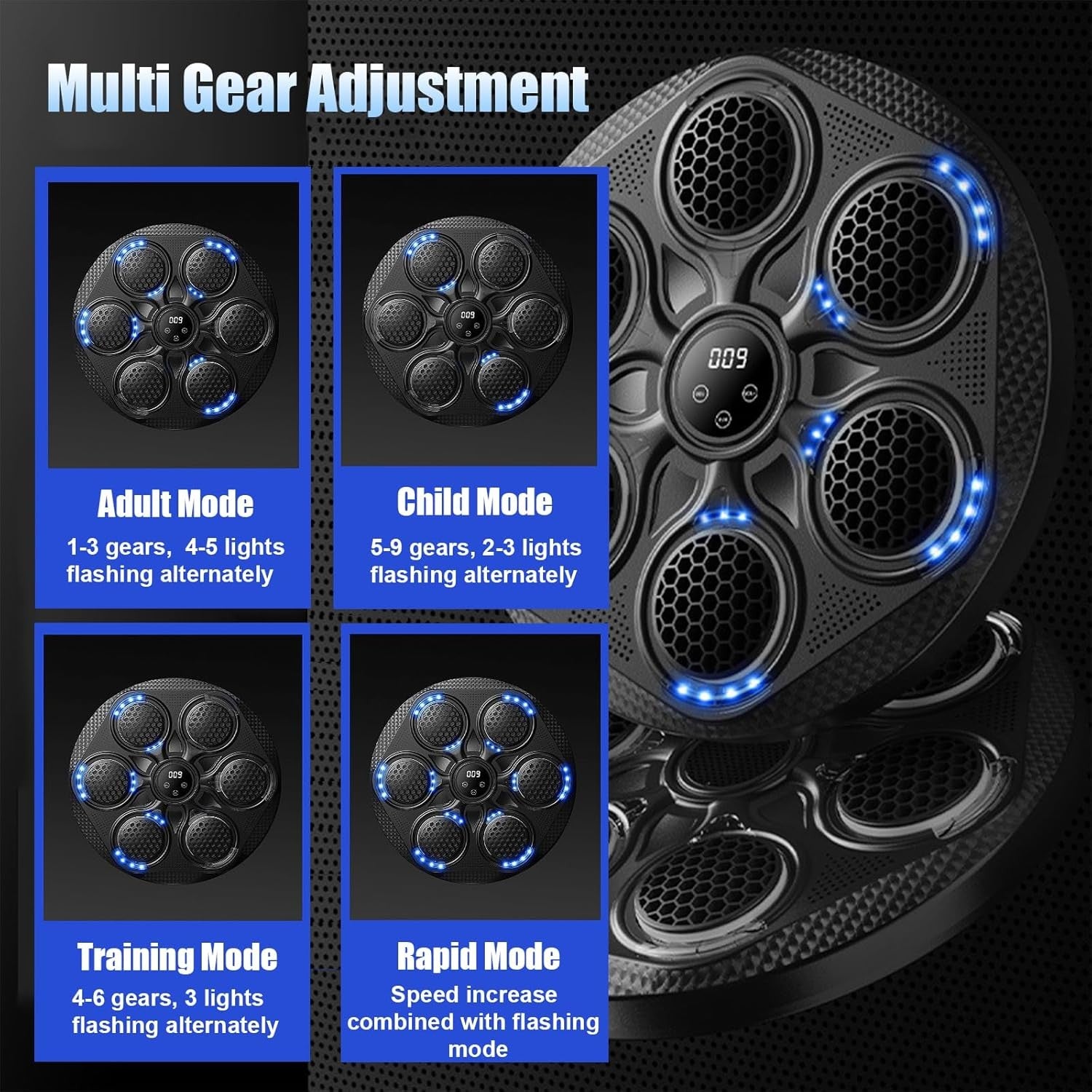 Music Boxing Machine Bluetooth LED Wall Mount Punch Trainer Home Gym