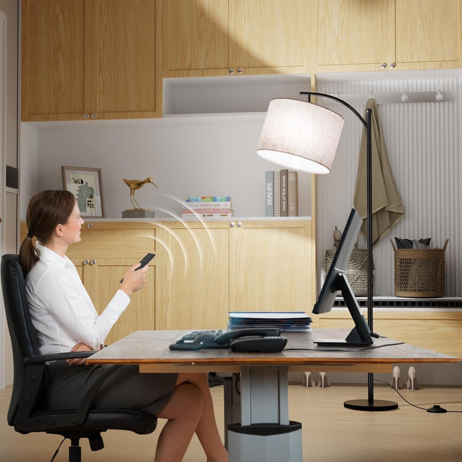 Arc Floor Lamp Remote Control Dimmable Reading Light Modern Standing Lamp