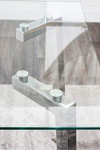 Modern Chrome & Glass Dining Table 130x75cm Rectangular Stylish Design