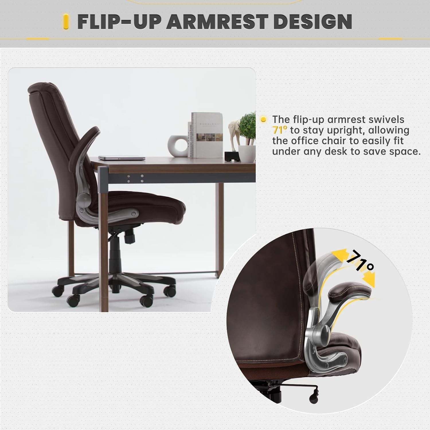 Big & Tall Ergonomic Office Chair Wide Seat Adjustable Height Tilt Brown Home