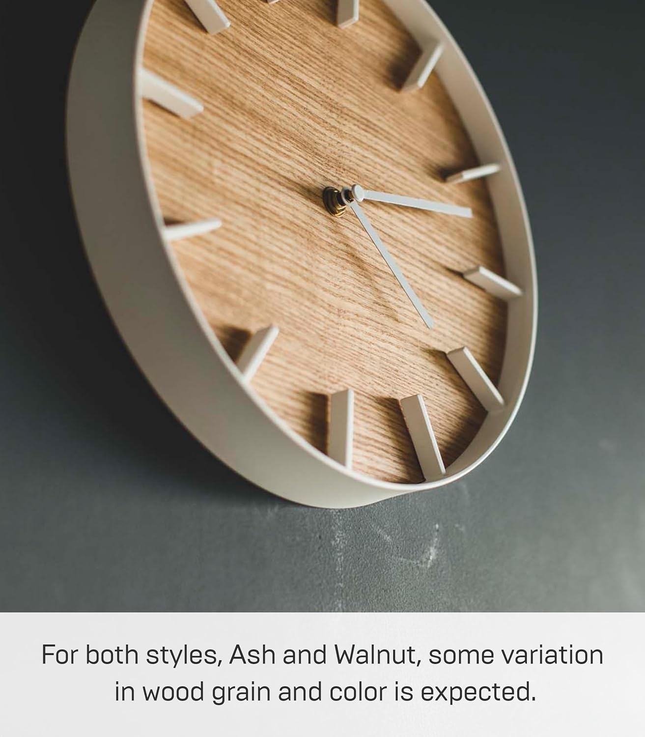 Modern Ash Wood Wall Clock Silent Non-Ticking Large Display Home Decor