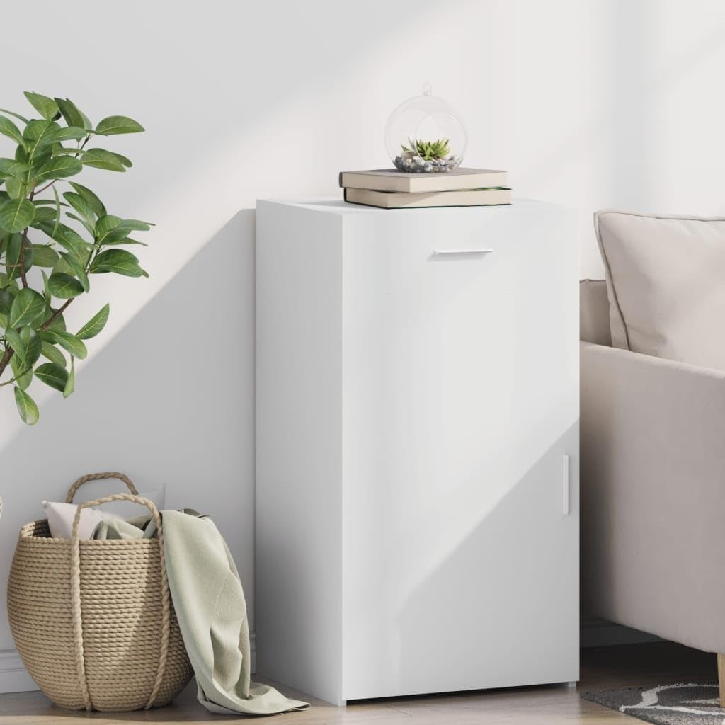 White Engineered Wood Sideboard Cabinet with Drawer & Cupboard – Compact Storage