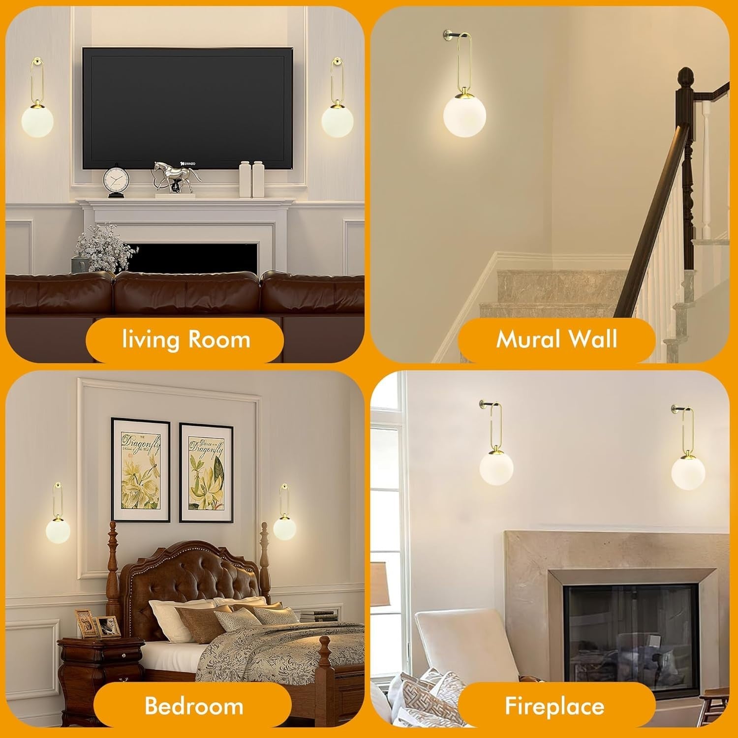 Rechargeable 180mm Battery Glass Wall Lights, Dimmable RGB, Remote Control
