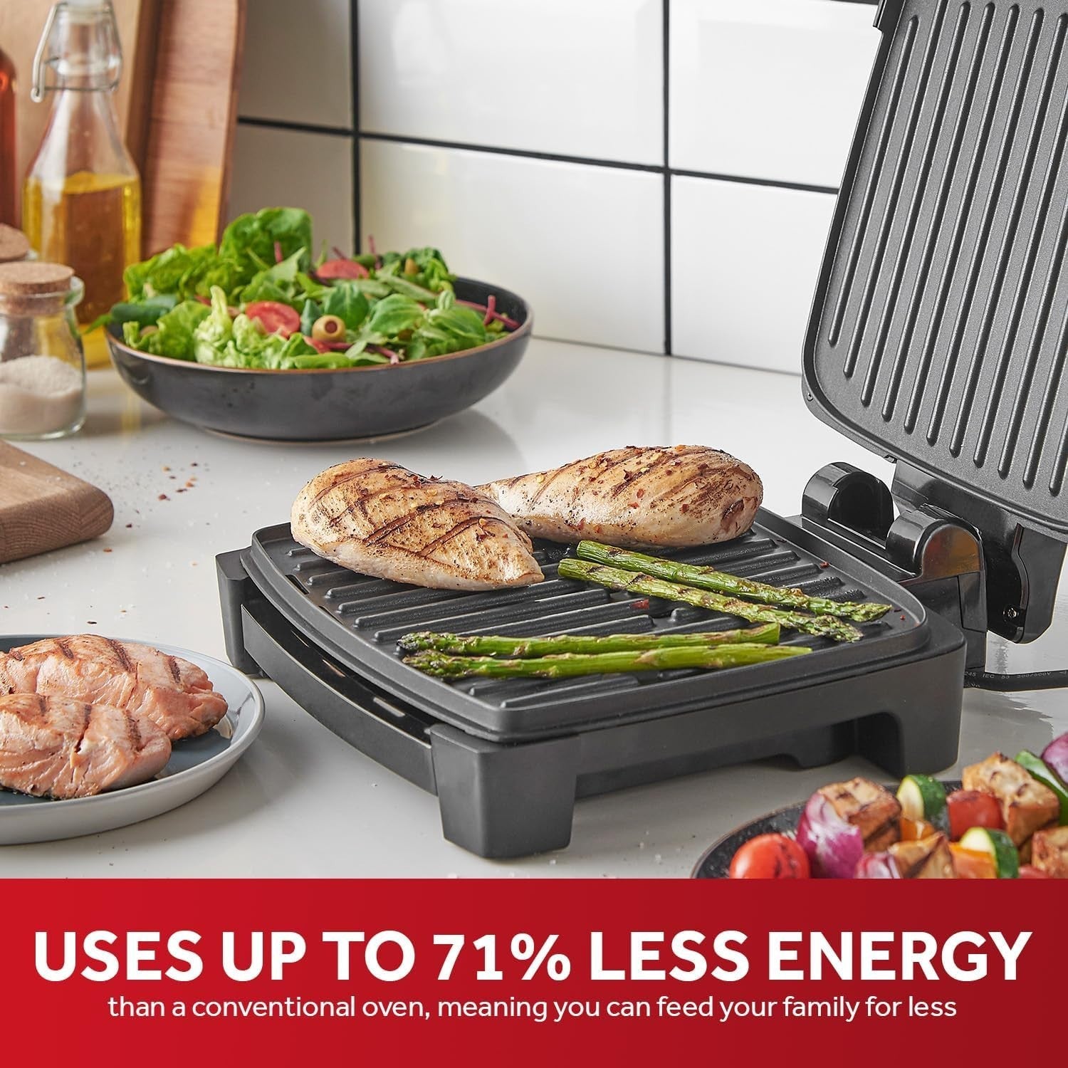 Medium Electric Grill Removable Plates Dishwasher Safe Energy Saving