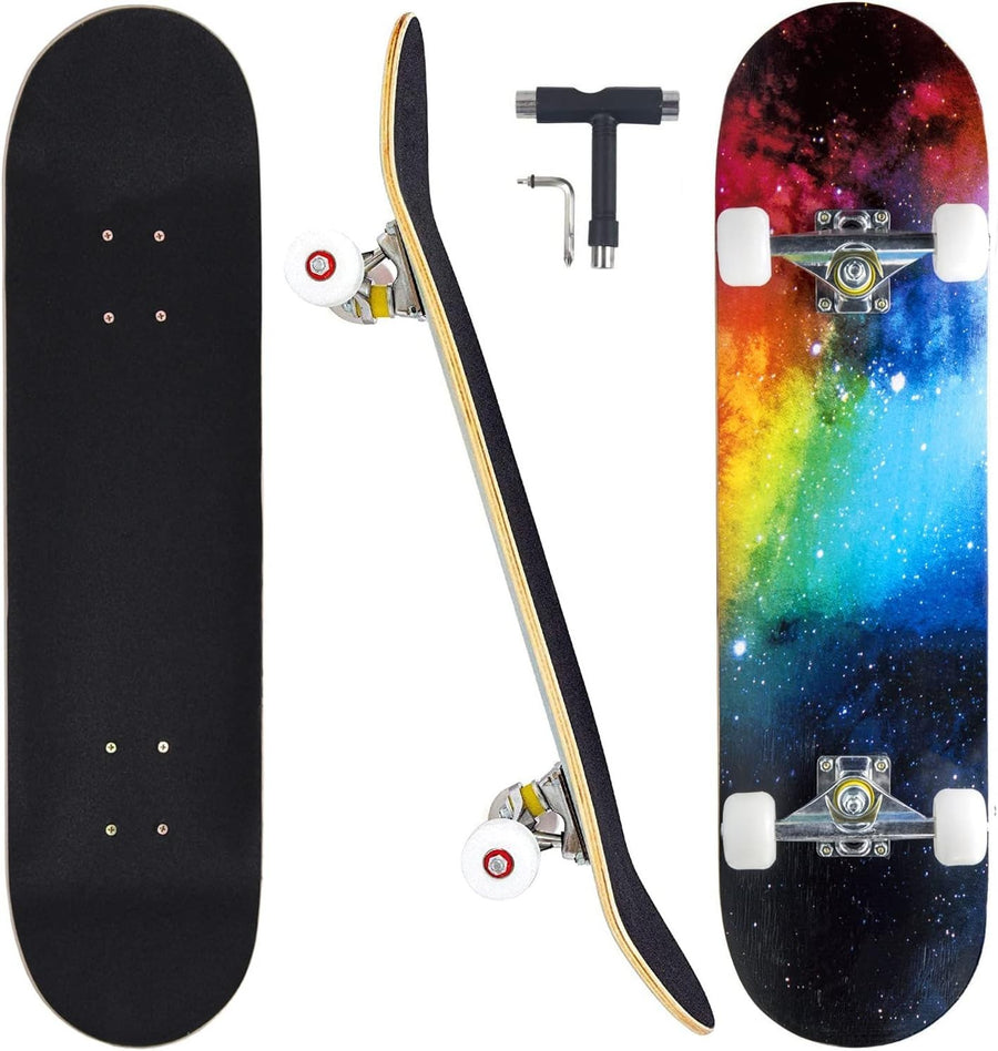 31 Inch Complete Skateboard Maple Wood Double Kick Sports Design
