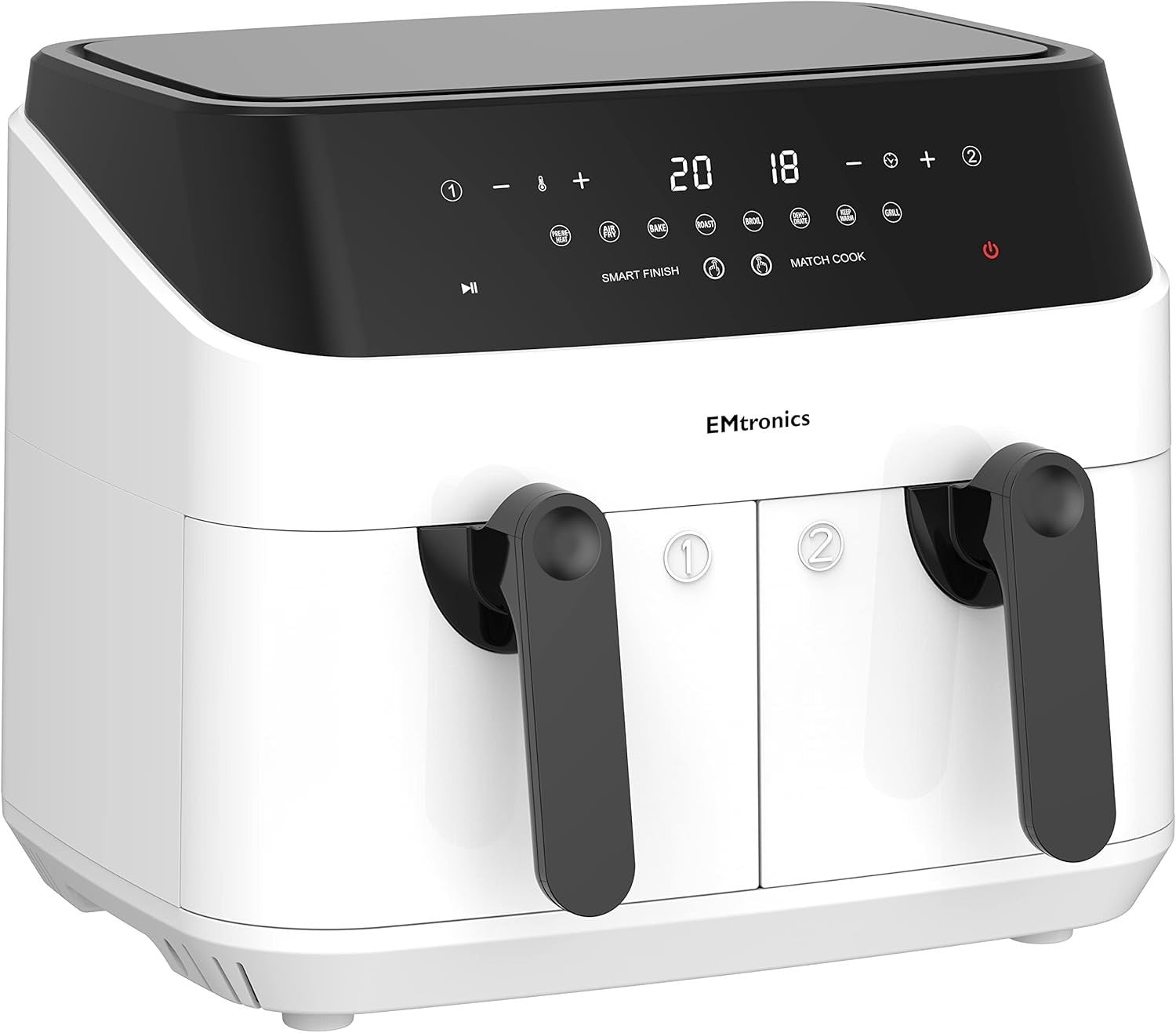 Dual Air Fryer XL 9L Family Size | 8 Presets Healthy Cooking | White