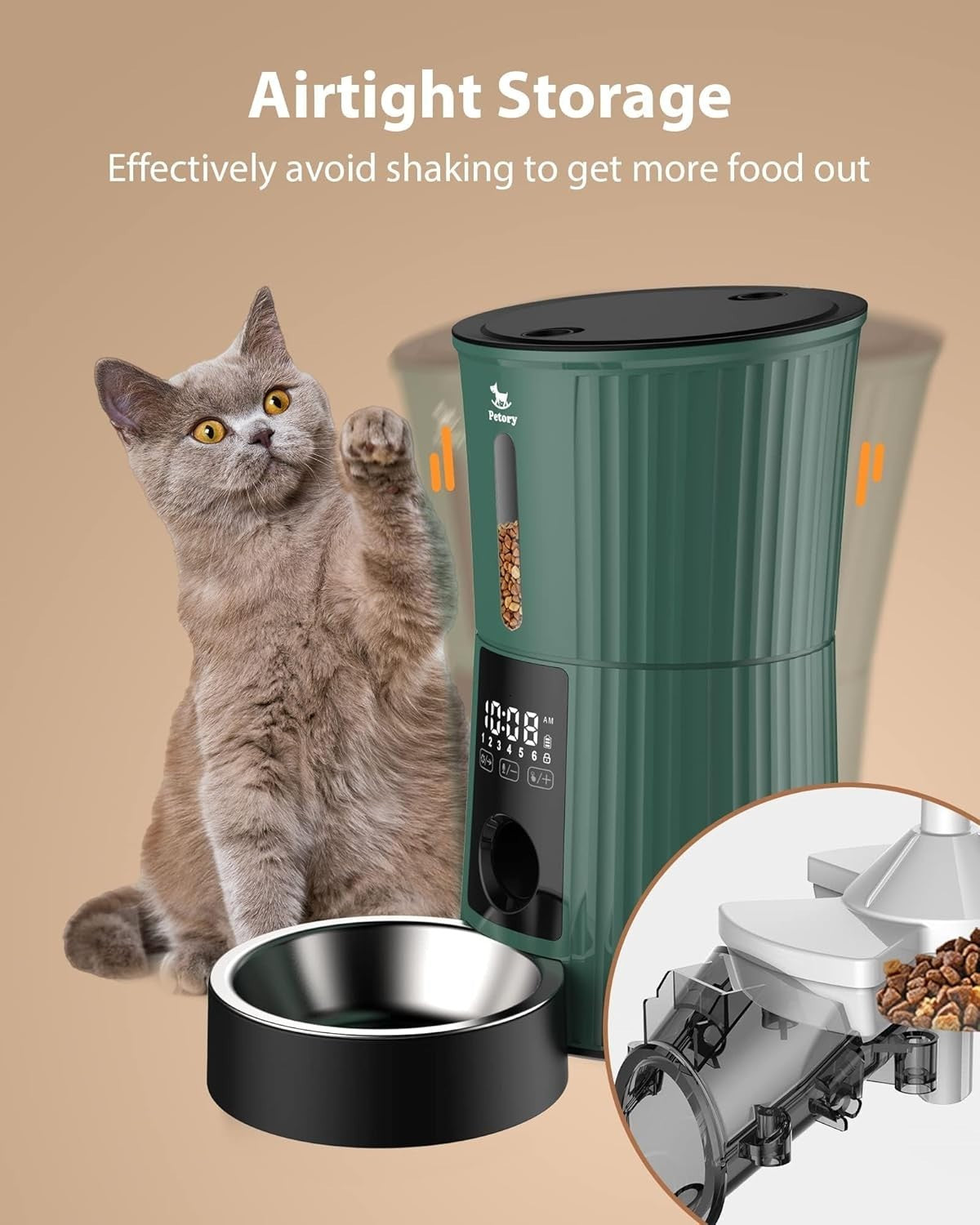 4L Automatic Pet Feeder Timer Food Dispenser 6 Meals Portion Control
