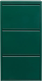 Slim Green Shoe Cabinet 3 Flip Compartments Space-Saving Storage