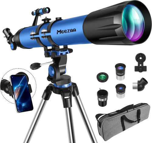 90mm Aperture 800mm Refractor Telescope for Adults & Kids with Tripod
