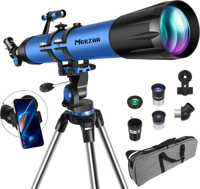 90mm Aperture 800mm Refractor Telescope for Adults & Kids with Tripod