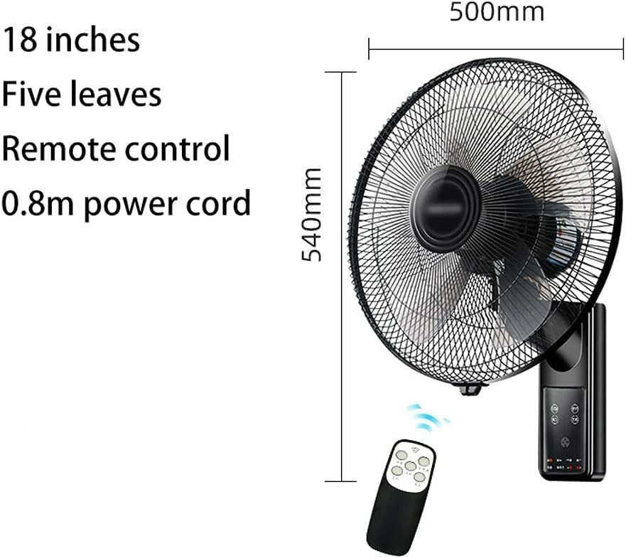 18-Inch Wall Fan Home – 3-Speed Remote Oscillating Electric Fan with Transformer