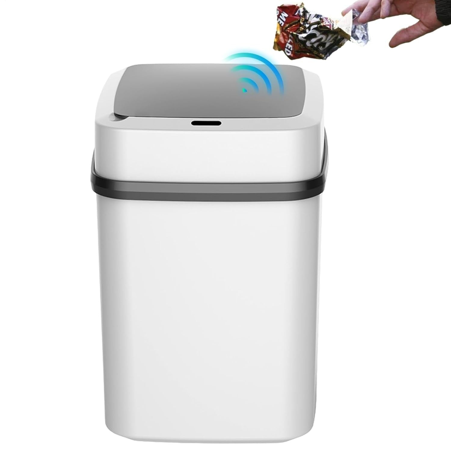 13L Automatic Sensor Trash Can USB Charging Touchless Bin White