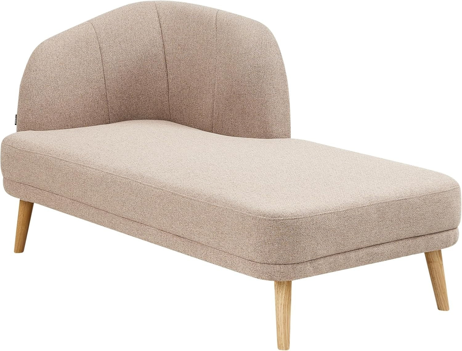 Traditional Left Hand Brown Chaise Lounge | Soft Polyester & Sturdy Wood Legs