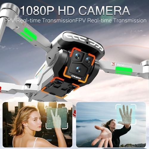 OBEST Dual Camera Drone with 4.3" LCD, Foldable RC Quadcopter, 2 Batteries