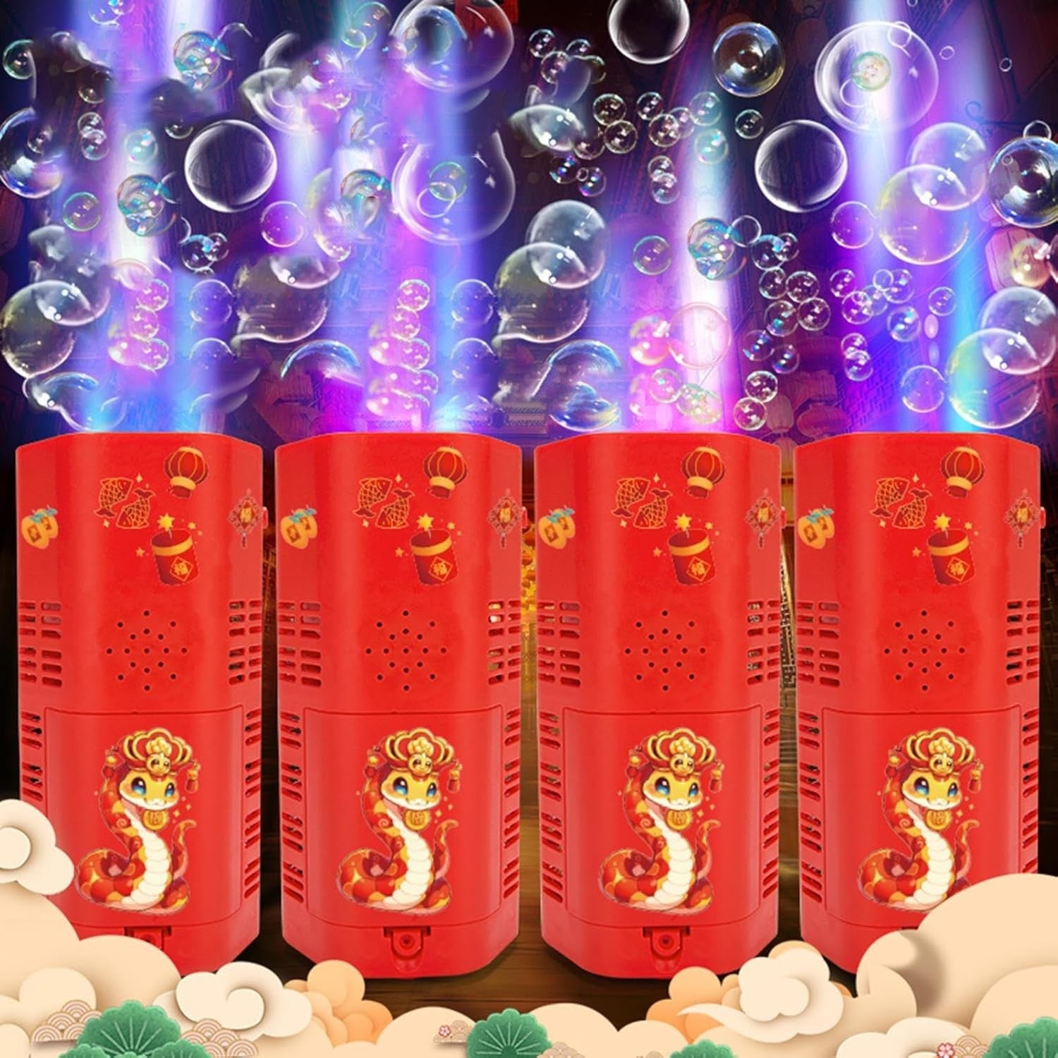 10 Hole Firework Bubble Machine with Lights Portable Toy