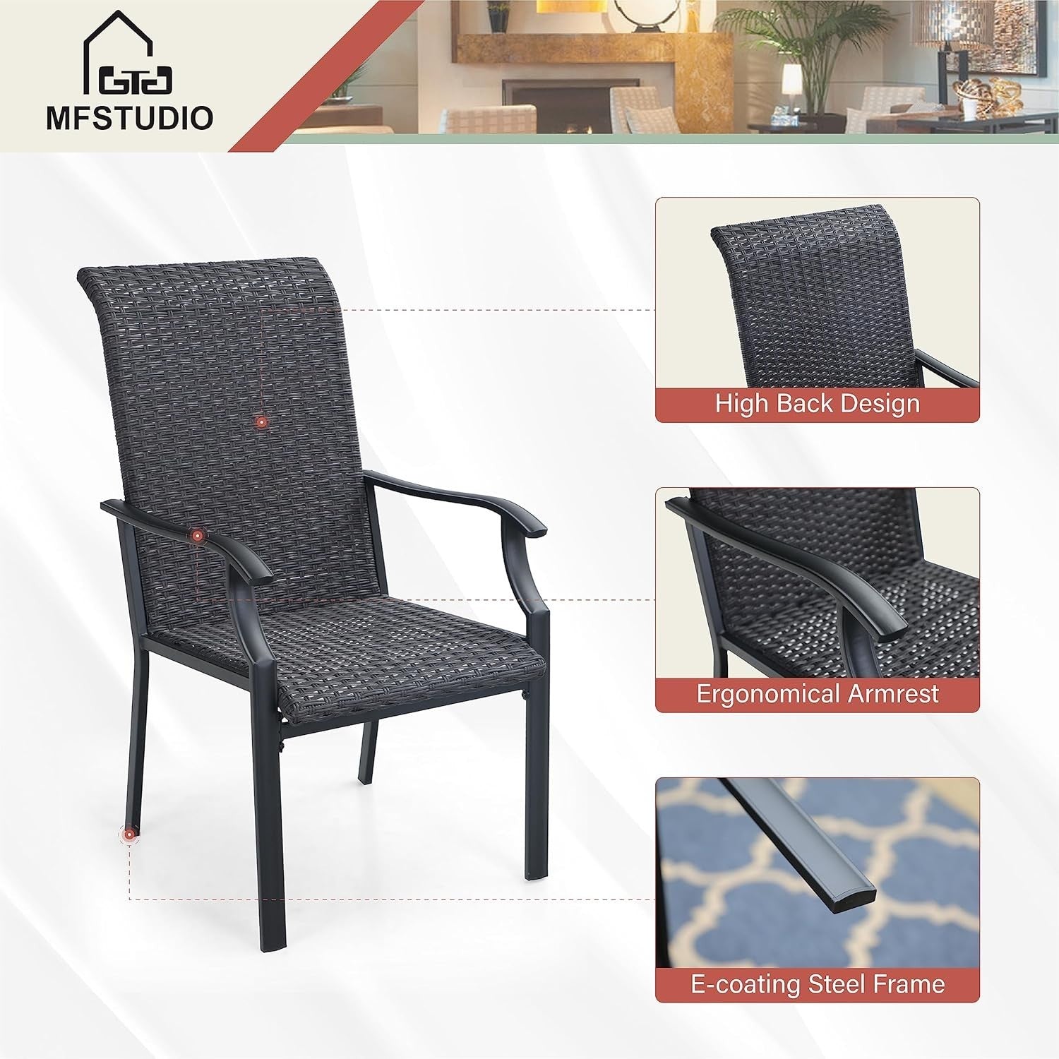 Outdoor 5-Piece Patio Dining Set with Metal Table & Rattan Chairs + Umbrella