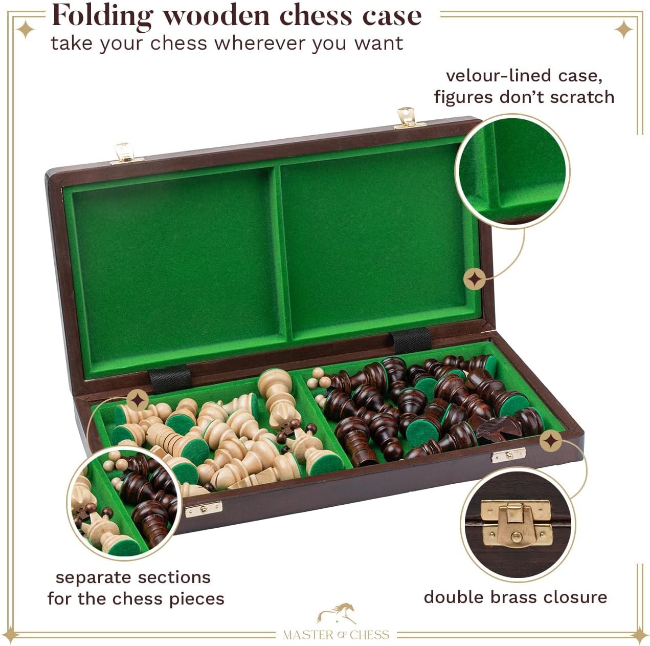 Luxury 42cm Wooden Chess Set XL | Handcrafted Board & Weighted Pieces | Premium