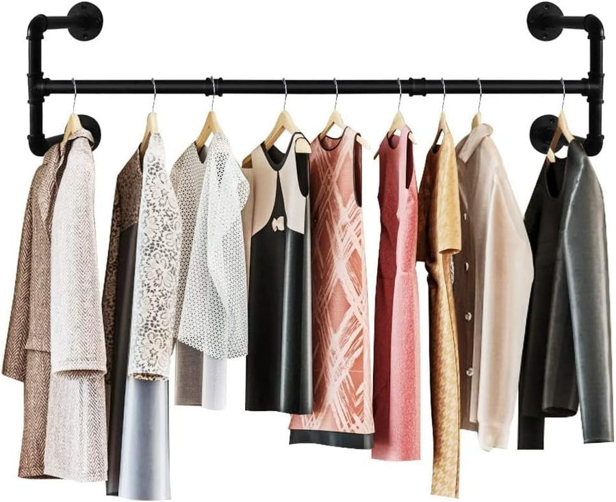 112cm Industrial Pipe Clothes Rail Heavy Duty 4-Base Rack