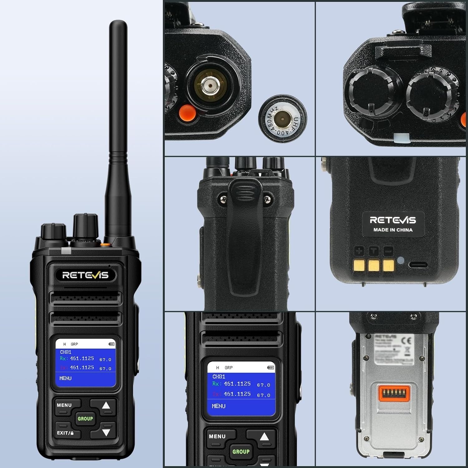 IP67 Waterproof Walkie Talkies Long Range LCD 16CH Heavy Duty 2 Pack