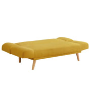 Mustard Yellow 3 Seater Click Clack Sofa Bed Cushions Modern Wood Legs