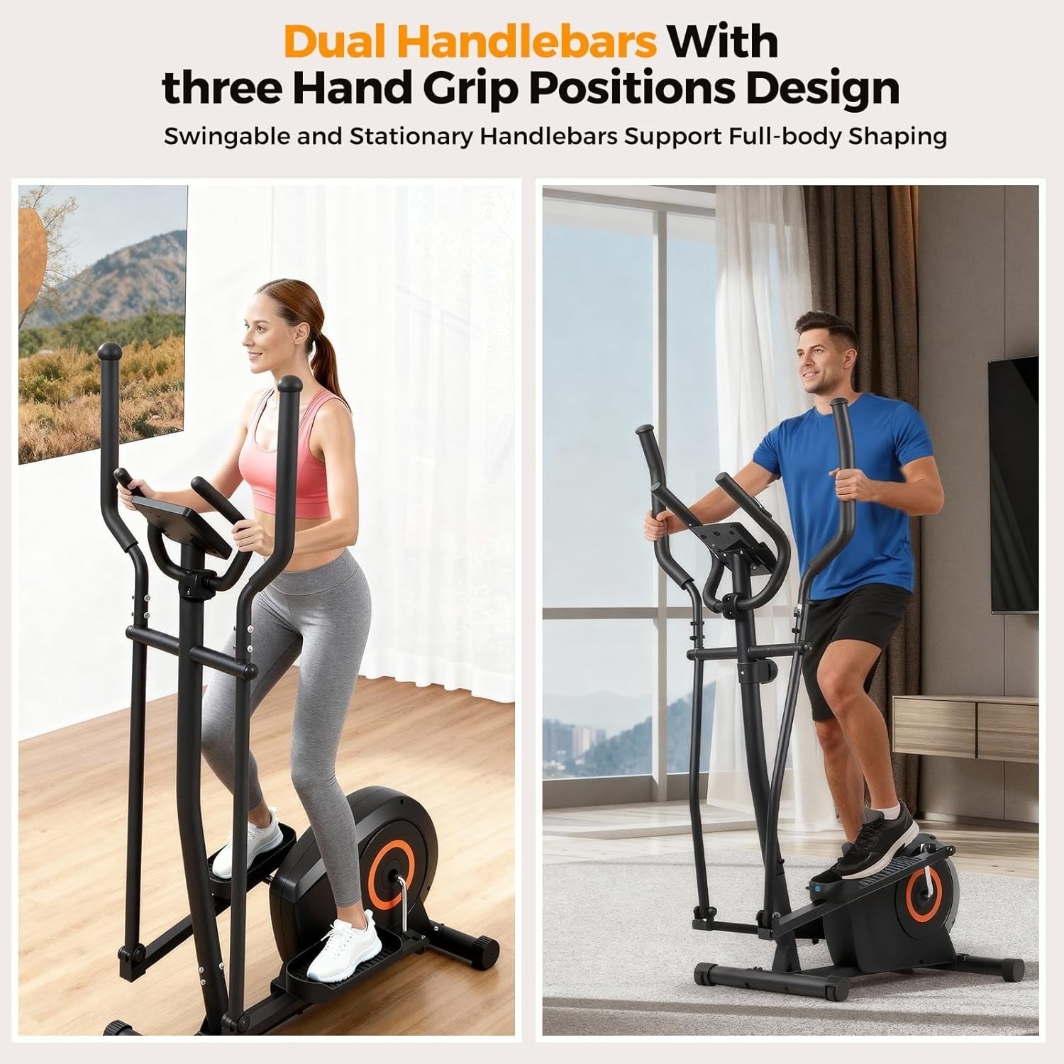 Elliptical Cross Trainer Home Gym Machine 8-Level Magnetic Resistance Full-Body