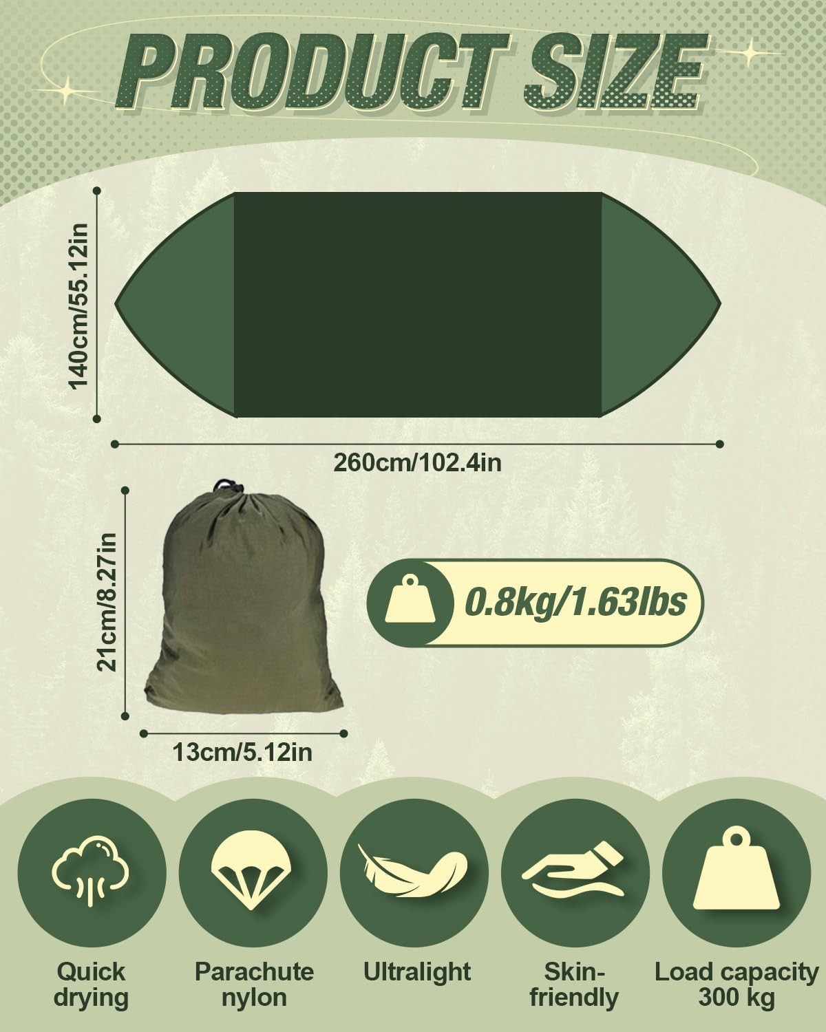 Outdoor Camping Hammock with Mosquito Net 260x140 cm Lightweight Durable
