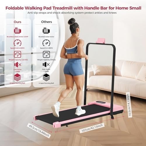 Walking Pad Folding Under Desk Treadmill Home Gym 110KG Capacity Quiet Motor LED