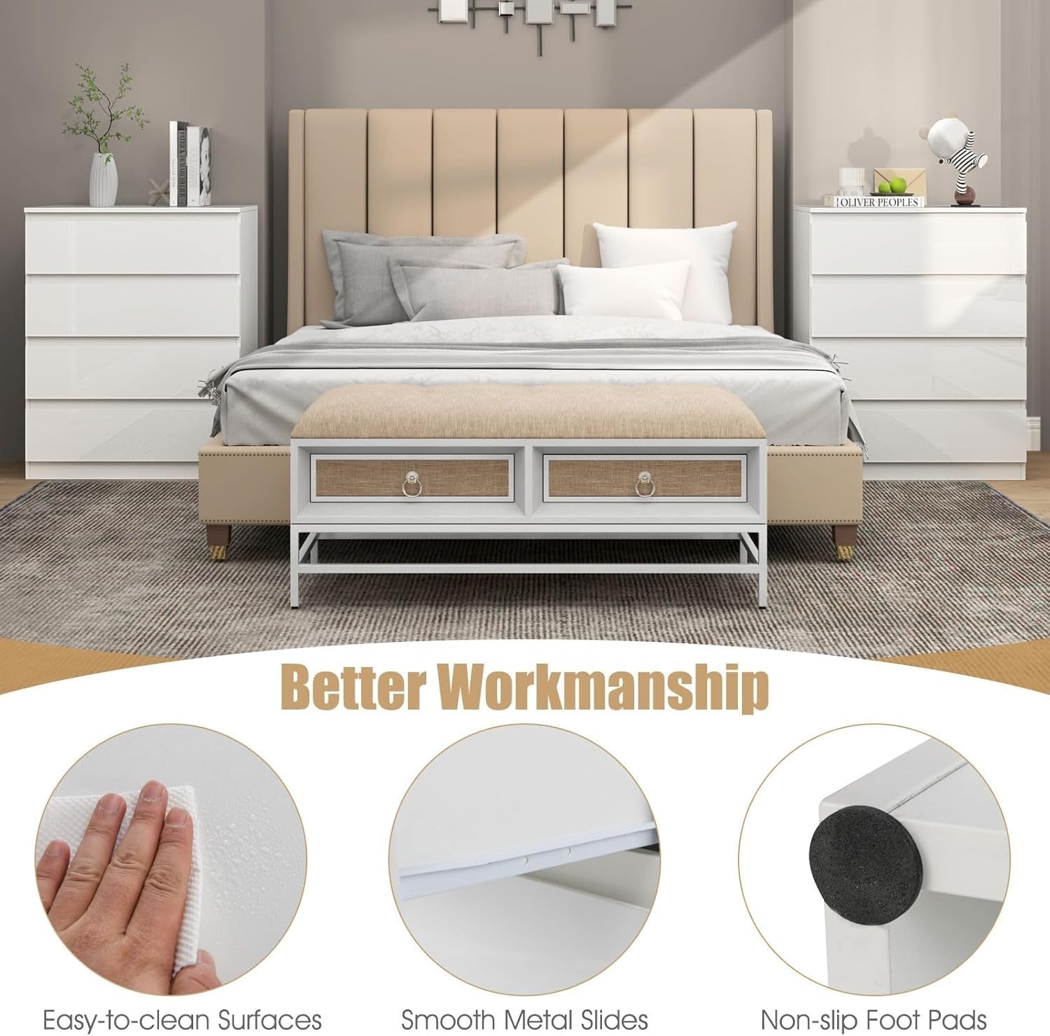 White High Gloss 4 Drawer Chest Modern Storage Unit for Bedroom 70x89cm