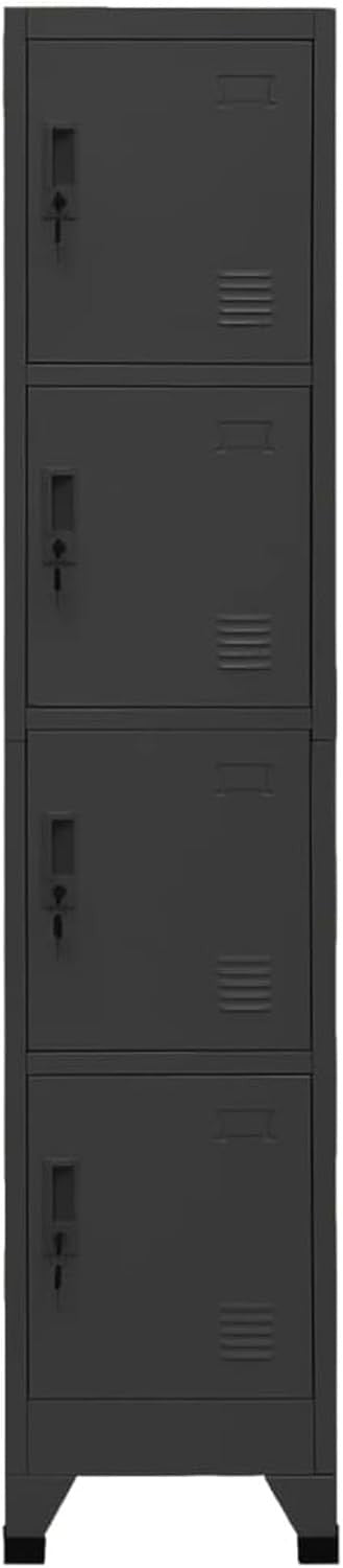 4 Door Metal Locker Cabinet Lockable Steel Storage Cupboard Office Gym 180cm