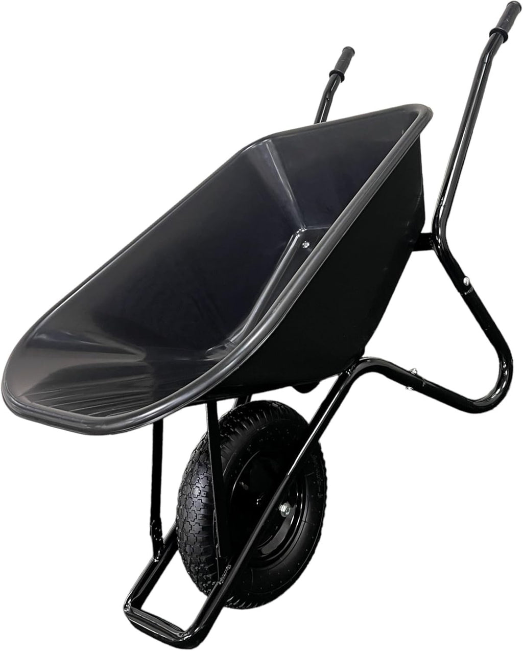 100L Wheelbarrow – Black Heavy Duty Steel Frame w/ Pneumatic Tyre 150kg Load