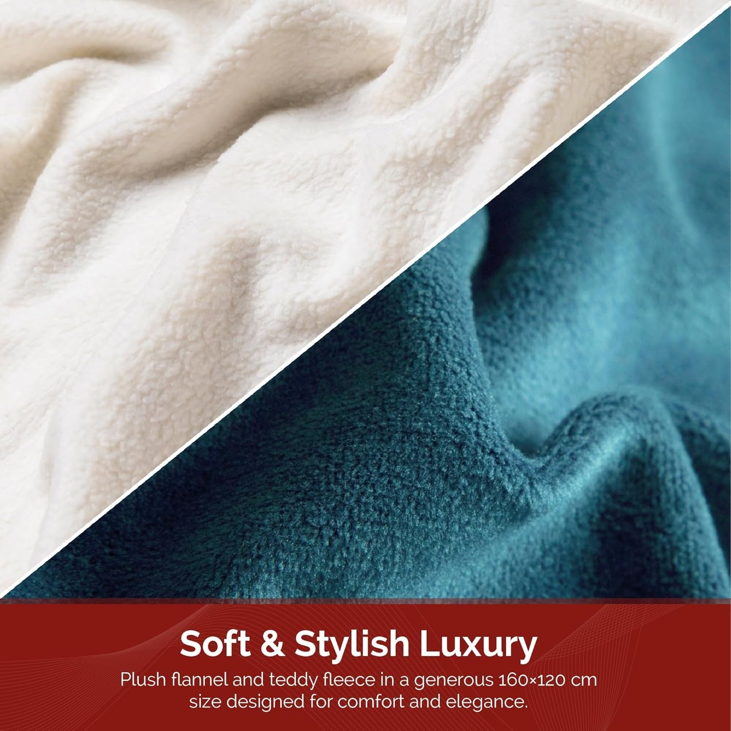 Electric Heated Throw Blanket Soft Fleece Energy Saving Washable 160x120cm