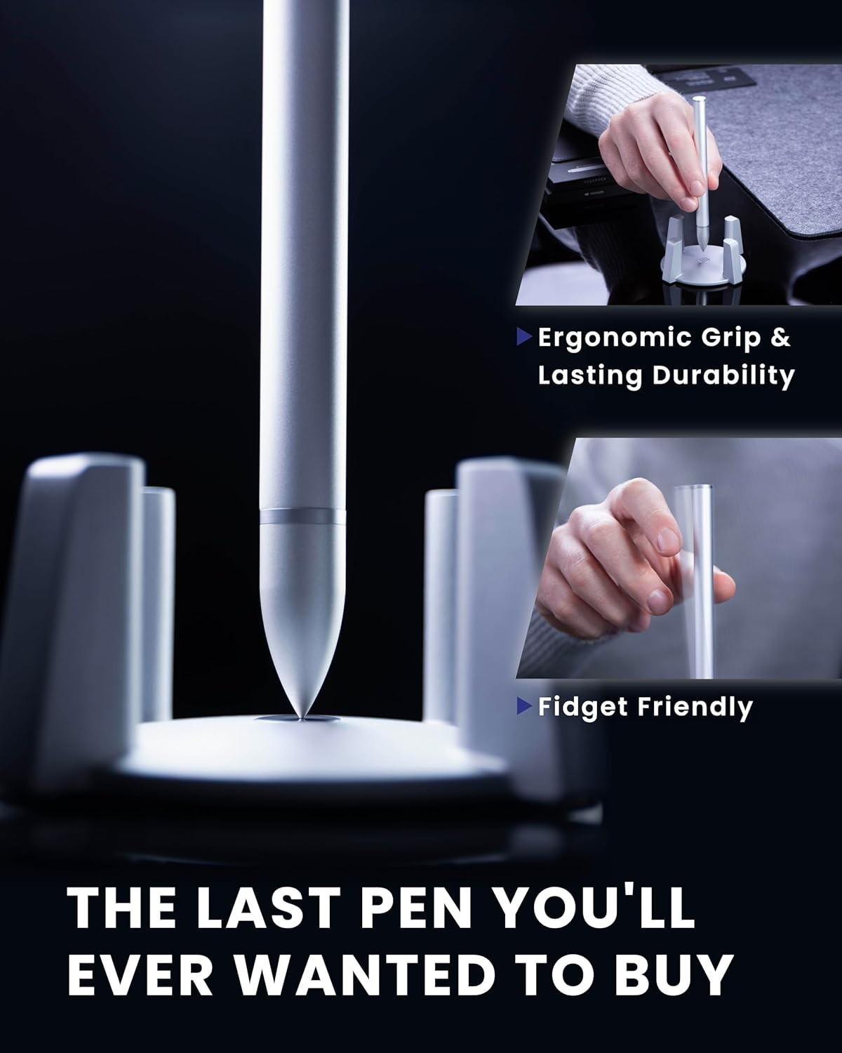 Hoverpen Ballpoint Pen Pearl Gray Black Ink Waterproof Refillable Model