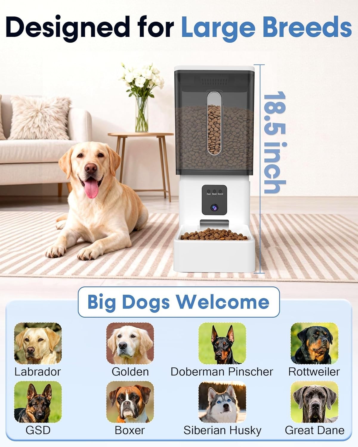 12L Smart Automatic Dog Feeder Camera WiFi App Control Large Breed