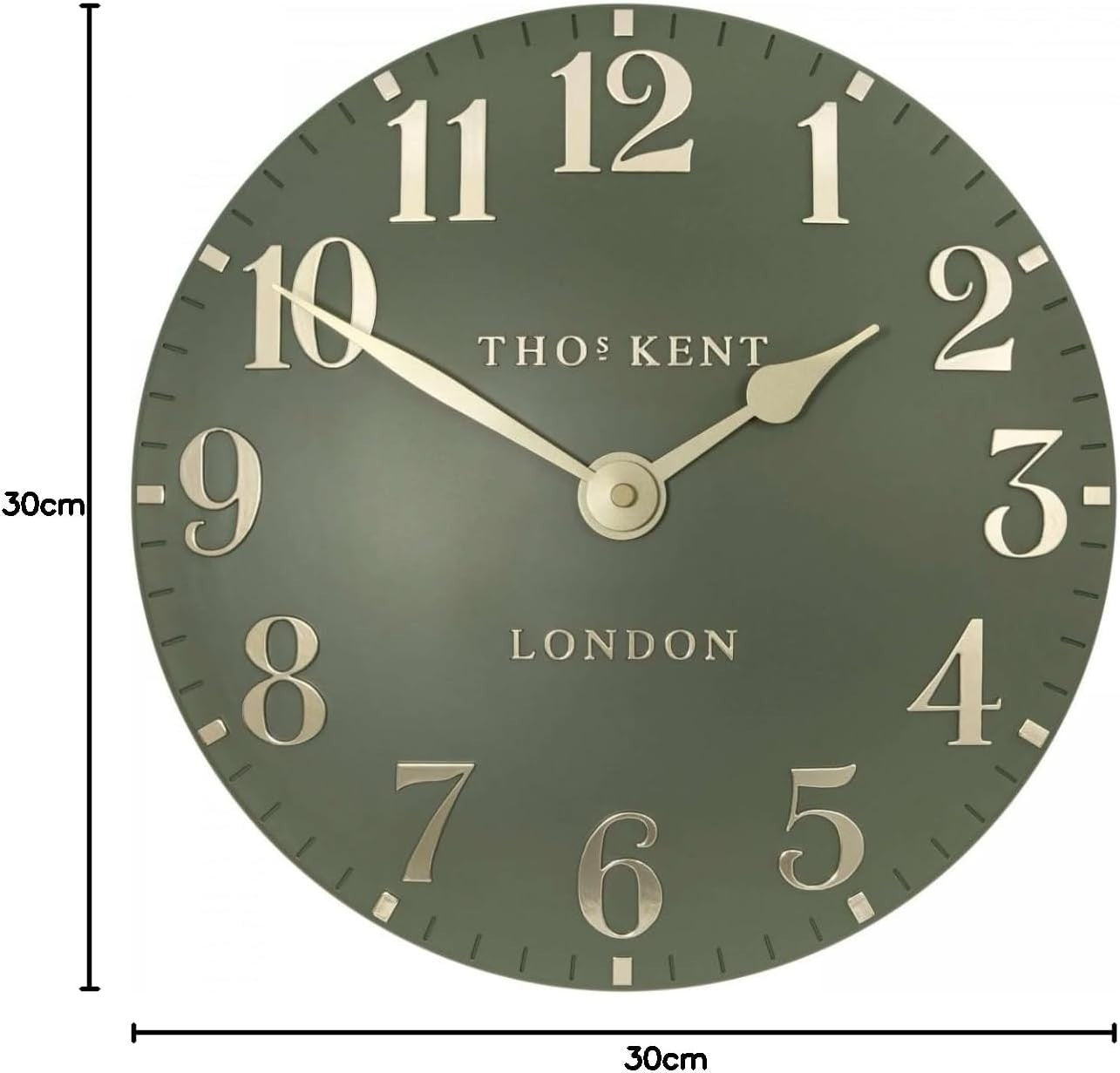Silent Arabic Numeral Wall Clock Green Dial Metal Hands Modern Design