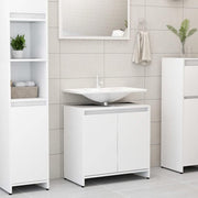 Modern White Bathroom Sink Cabinet – 2 Door Under Sink Storage Unit 60x61cm